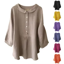 Women's Blouses Vintage Pocket Shirt Stand Collar Button Pullover Oversized T Shirts For Women Womens With Tie Down