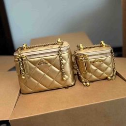 Gold Beads Women Zipper Makeup Bag Two Sizes Underarm Bag 11 18CM Evening Clutch 6 Colour Luxury Handbag Coin Purse Gold Hardware Shoulder Bag Cross Body Trend Key Pouch