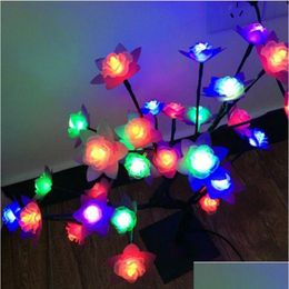 Decorative Flowers & Wreaths Rose Blossom 32 Leds Tree Light Night Lights Table Lamp 45Cm Black Branches Lighting Christmas Party Wedd Dhigg