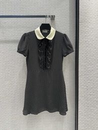 Milan Runway Dress 2024 New Summer Lapel Neck Short Sleeve Fashion Designer Dresses Brand Same Style Dress 0520-2