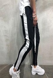 Casual Pants Men Hip Hop Skinny Trousers Track Bottom Sweatpants Streetwear Man Pant Side Stripe Fashion Mens Joggers Pants LJ20128304586