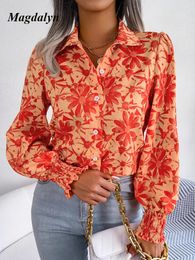 Women's Blouses Magdalyn Women Vintage Floral Print Blouse Luxury Office Basic Chiffon Top Blusas Ins Casual Lapel Neck Long Sleeve Button