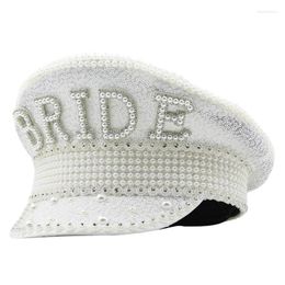 Berets Bridal Hat With Pearls Captain For Bachelorette Party Wedding Club Stage Bar Dropship