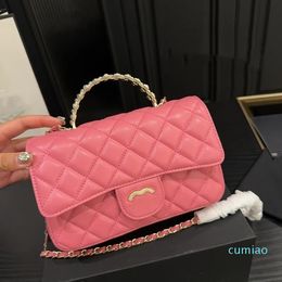 24SS Womens Luxury Designer Large Mini Pearl Handle Chain Bag Dinner Handbag Shoulder Crossbody Solid Colour Makeup Purse 20CM