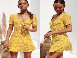 Trendy Women dress Deep Vneck Summer short sleeve Geometry Evening Beach polyester Mini Dresses one pieces6168431