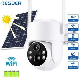 Wireless Camera Kits 4MP WiFi solar camera PTZ outdoor night vision safety IP camera with solar panel charging 7800mAh battery for human detection iSee J240518