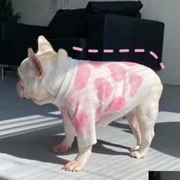 Dog Apparel Pet Pink Sweater Clothes Cat Love Law Fight Teddy Schnauzer Net Red Puppy Autumn And Winter For Pets Drop Delivery Home Dh8Ps