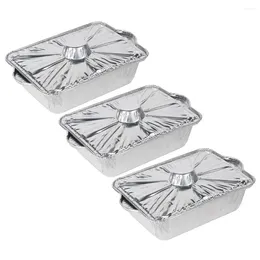 Take Out Containers 3 Pcs Household Tin Foil Pan Half Size Pans Food Baking Tinfoil Pot Aluminium Barbecue Heat-resistant