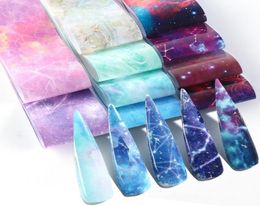 10pcs Gradient Starry Sky Nail Foils Marble Holographic Design Nail Art Transfer Sticker Wrap Decoration Adhesive Decals JI10229899313
