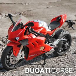 Diecast Model Cars 1 12 Ducati V4S Panigale Racing Motorcycles Simulation Alloy Motorcycle Model With Sound and Light Collection Toy Car Kid Gift Y240520W82S