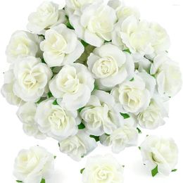 Decorative Flowers 20pcs Silk Artificial Flower Cream Rose Christmas Wedding Bridal Bouquet Scrapbook Diy Gift Home Garden Wall Decoration