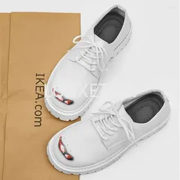 Casual Shoes 2024 Spring And Autumn European American Men's Low Cut Thick Sole Elevated Fashion Big Head Lace Up Leather