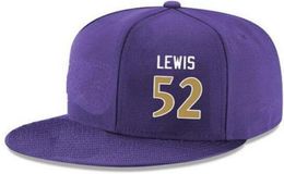 Snapback Hats Custom any Player Name Number 52 Lewis Ravens hat Customised ALL Team caps Accept Custom Made Flat Embroidery Logo 8277341