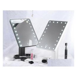 Compact Mirrors 360 Degrees Rotation Makeup Mirror Adjustable 16/22 Leds Lighted Led Touch Sn Portable Luminous Cosmetic Black/White/P Ot1Vw