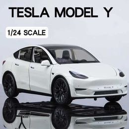 Diecast Model Cars 1/24 Tesla Model Y Model 3 1/32 Cyberpunk RV Alloy Model Car Model Metal Diecast Toy Vehicles Models OrnamentsToy For Boy Kids Y240520NNJU