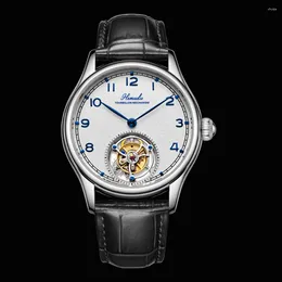 Wristwatches HEMUDU Flying Tourbillon Mechanical Watch For Men Luxury Skeleton Movement Fashion Watches Sapphire Frosted Dial Classical 2024