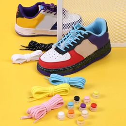 Shoe Parts 14 Colors Elastic Shoelaces Round Locking No Tie Laces Kids Adult Quick Lazy Rubber Sneakers Shoelace