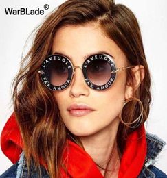 WarBLade Retro Round English Letters Little Bees Sunglasses Fashion Metal Frame Sun Glasses Women Shades Oculos2845251
