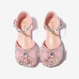 Sweet Girls Party Fashion Sequins Versatile Kids Princess Wedding Flat Sandals Causal Glitter Children Dress Single Shoes