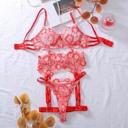 Bras Sets MUZISKAT 2024 Women's Erotica Set Comfortable Floral Lace Body Shaping Sexy Lingerie Garter Belt Leg Loop 4 Piece Onlyfans