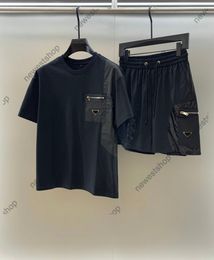 Summer Designer Mens tracksuits pocket geometry print t shirts luxury men sport suits casual cotton man shorts and t shirt sets XXXL
