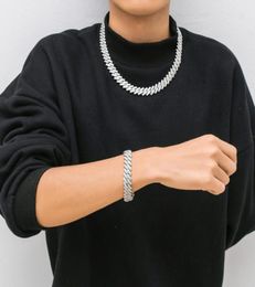 Fashion Hip Hop Necklace Men Designer Bracelet 14mm Cuban Link Chain Real Gold Plating Necklaces 1618202224inch Rapper Diamond1952915