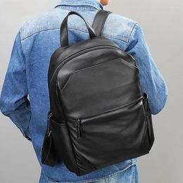 Backpack AETOO Fashion Simple Leather Men's Outdoor Travel Large Capacity Computer Storage Bag
