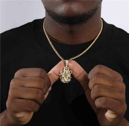 HIP Hop AAA Iced Out Bling Cubic Zircon Copper Egypt Ankh Anubis Pendants & Necklac For Men Jewelry3207707