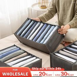 Storage Bags 1Pc Grey 9 Grid Box Non Woven Durable Washable Space Saving Layered Arrangement Pants Clothes Underwear Wardrobe