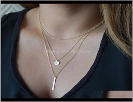 European Simple Multi Layers Tassels Bar Coin Clavicle Chains Charm Womens Fashion Jewelry Colar One Direction 8Kapi Pendant Neckl5948604