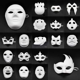 wholesale white unpainted face mask plain blank version paper pulp masquerade masque childrens day diy handmade pulp mask 20 style dhl ZZ