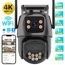 Wireless Camera Kits 4K 8MP highdefinition WIFI PTZ camera dual lens dual screen IP camera outdoor 4MP automatic tracking security protection CCTV monit J240518
