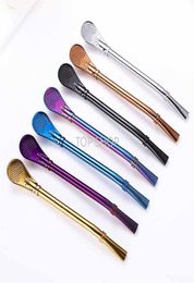 Drinking Straw Stainless Steel Yerba Mate Straw Gourd Bombilla Philtre Spoons Reusable Metal Pro Tea Tools Bar Accessories6958150