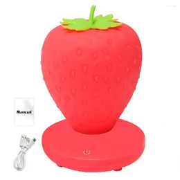 Night Lights Desktop Lamp Strawberry Light Dimmable Usb Rechargeable Led For Bedside Or Table Decoration