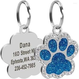 Dog Tag Glitter Personalized ID TagEngraved Dogs Name Tags Shape Anti-lost Pet Nameplate Bling Rhinestone Pendant Free Gift