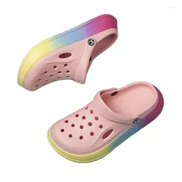 Casual Shoes 2024 Hole Female Clogs Summer Outside Wear Non-slip Thick Bottom Students Cute Package Head Beach Sandals Slippers