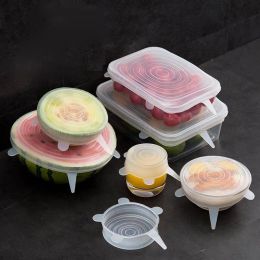 6PCS Stretch Bakeware Lids Universal Silicone Food Wrap Bowl Pot Lid Cover Pan Cooking Kitchen Accessories LL