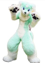 Professional Long Fur Husky Dog Fox Mascot Costume Fursuit Halloween Suit