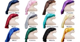 Beanies Night Caps Elasticity Head Wrap Droop Fashion Silk Satin Hair Bonnet Cowls Fitted Durag Long Tube Hat Turbans1912669