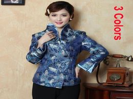 Autumn Winter Chinese Tradition Women039s Satin SIlk DoubleCollar Jacket Coat M L XL XXL 3XL 4XL 22032040009
