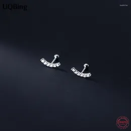 Stud Earrings Geometric 925 Sterling Silver CZ Zircon Curved Screw Back For Women Gifts Wholesale