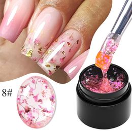 MEET ACROSS 5ml Pink Dried Flower Gel Nail Polish Natural Fairy Art Soak Off UV LED Painting Varnishes For Nails 240510