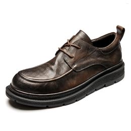 Casual Shoes Spring Cowhide Men Flats Fashion High Quality Genuine Leather Lace-Up Dress Summer