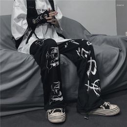 Women's Pants Trendy Hip-hop Men's And Casual Sports Printed High Waisted Straight Leg With Loose Leggings