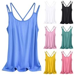 Camisoles & Tanks Tops For Women Scoop Neck Sleeveless Knit Ribbed Fitted Casual Crop Tank Bra Backless Girls Ropa De Mujer 2024