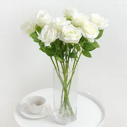 Decorative Flowers 3/5Pcs Artificial Silk Rose Long Branch Bouquet For Home Decor Wedding Decoration Fake DIY Vase Gift Accessories