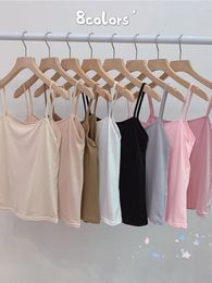 Women's Tanks Spaghetti Strap Summer Sexy Tank Top Women Crop Sleeveless Camisoles 2024 Female Solid 8 Colour Camis Street Ladies Tops