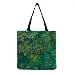 Bag Simple Size All-Match Bags Over The Shoulder Fresh Plant Print Female Shopping 2024 ECO Friendly Daily Tote