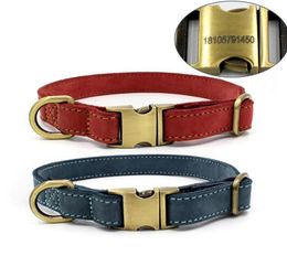 Superior Quality Leather Dog Collar Waterproof First Layer Frosted Cowhide Copper Buckle Laserengravable Top Grade Pet Supplies9193170