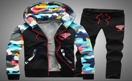 Camouflage Print Sporting Suit Fleece Casaul TrackSuit Set Men Plus Size Hoodies SweatshirtPant 2 Pieces Set Funny S3XL16091236317830